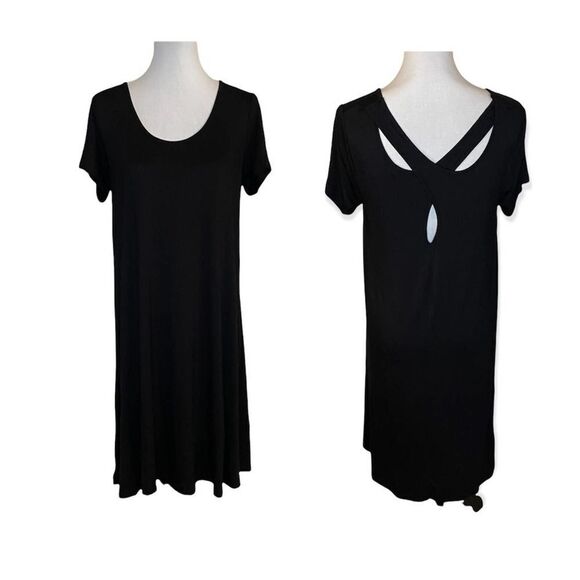 Black Jersey Knit Cross Back Dress Size Small - Picture 11 of 11